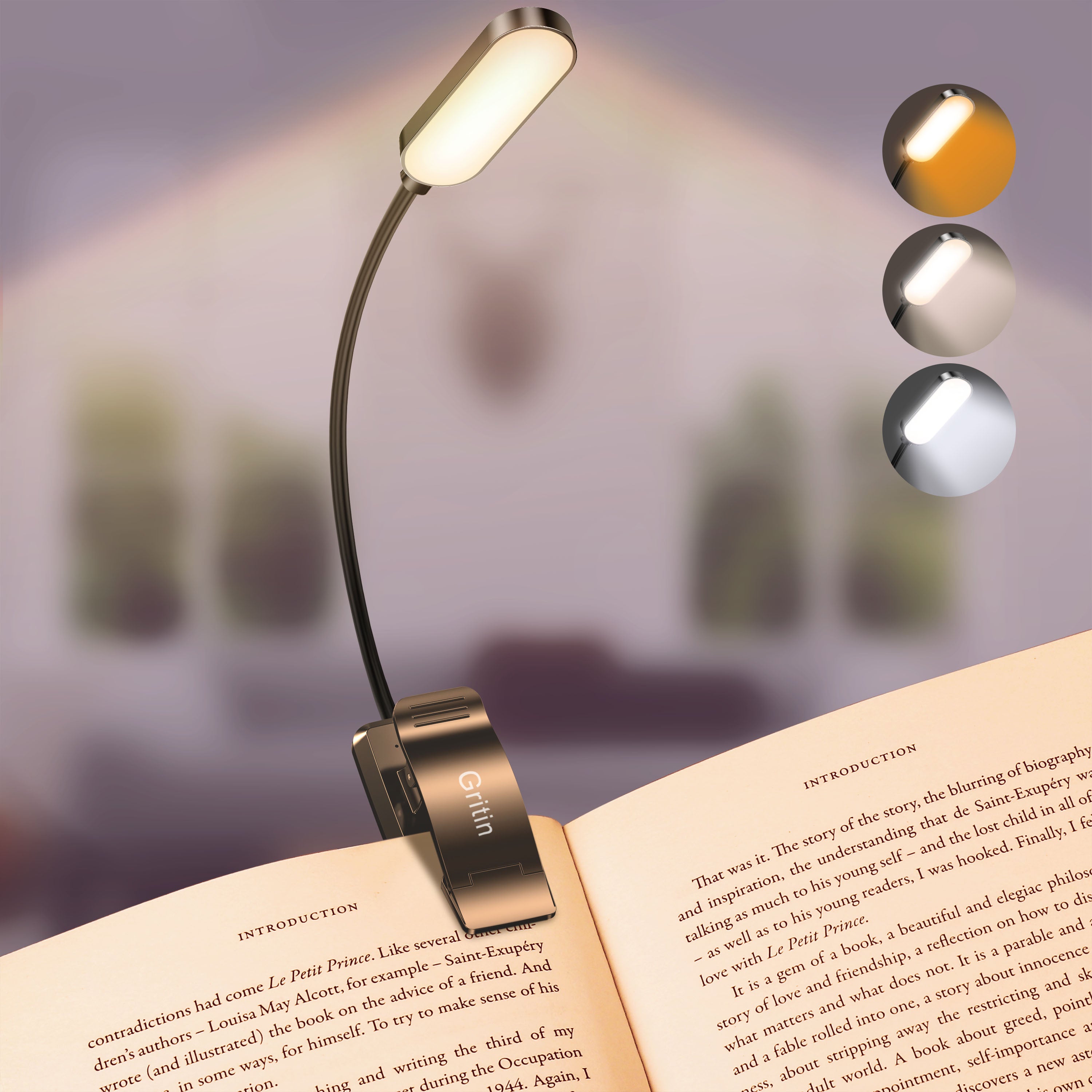 Gritin 16 LED Rechargeable Book Light for Reading in Bed Main image