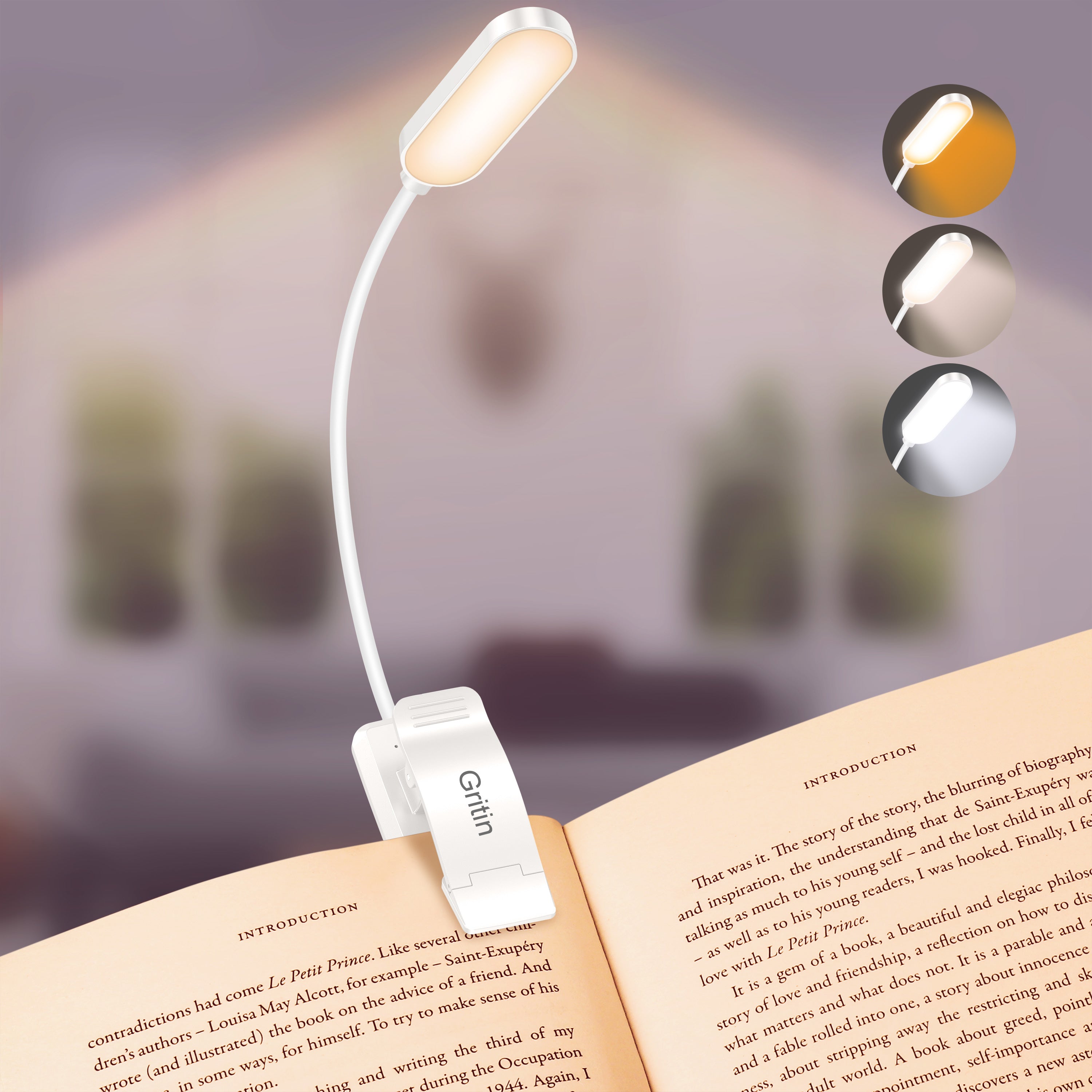 Lampe de lecture rechargeable Gritin 16 LED pour lire au lit