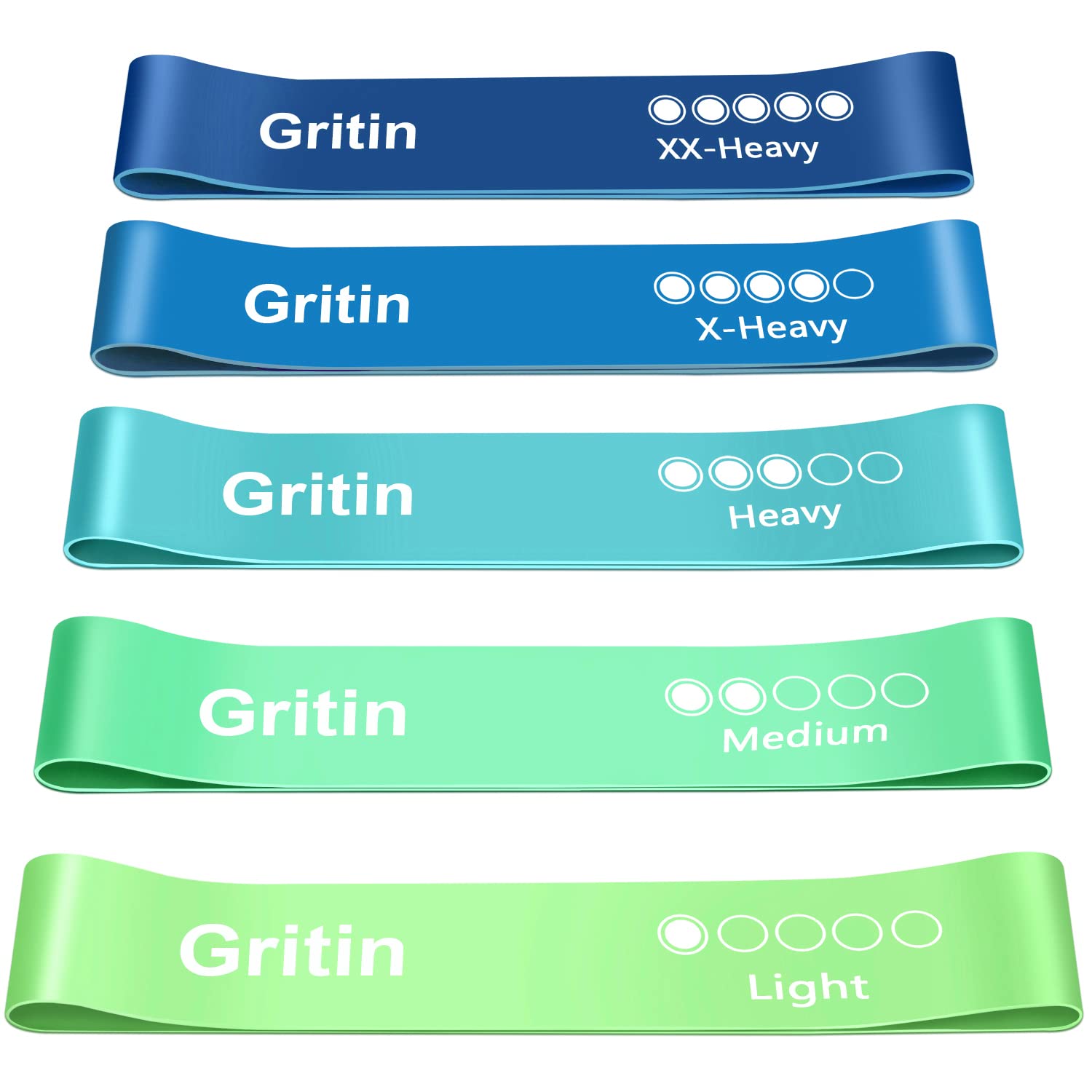 Gritin Resistance Bands, Exercise Bands Loop Bands, Mint Green - Blue