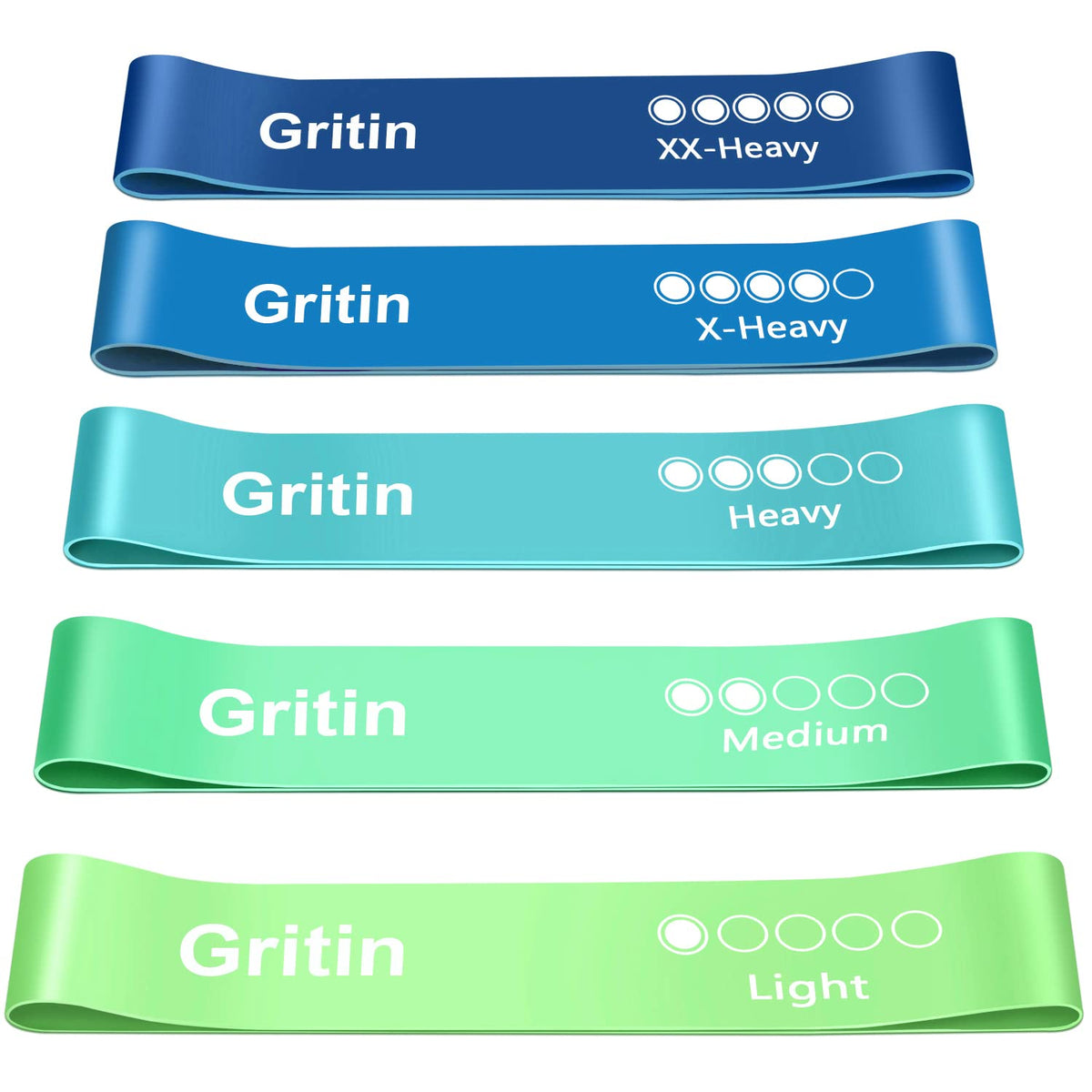 Gritin Resistance Bands, Exercise Bands Loop Bands, Mint Green - Blue