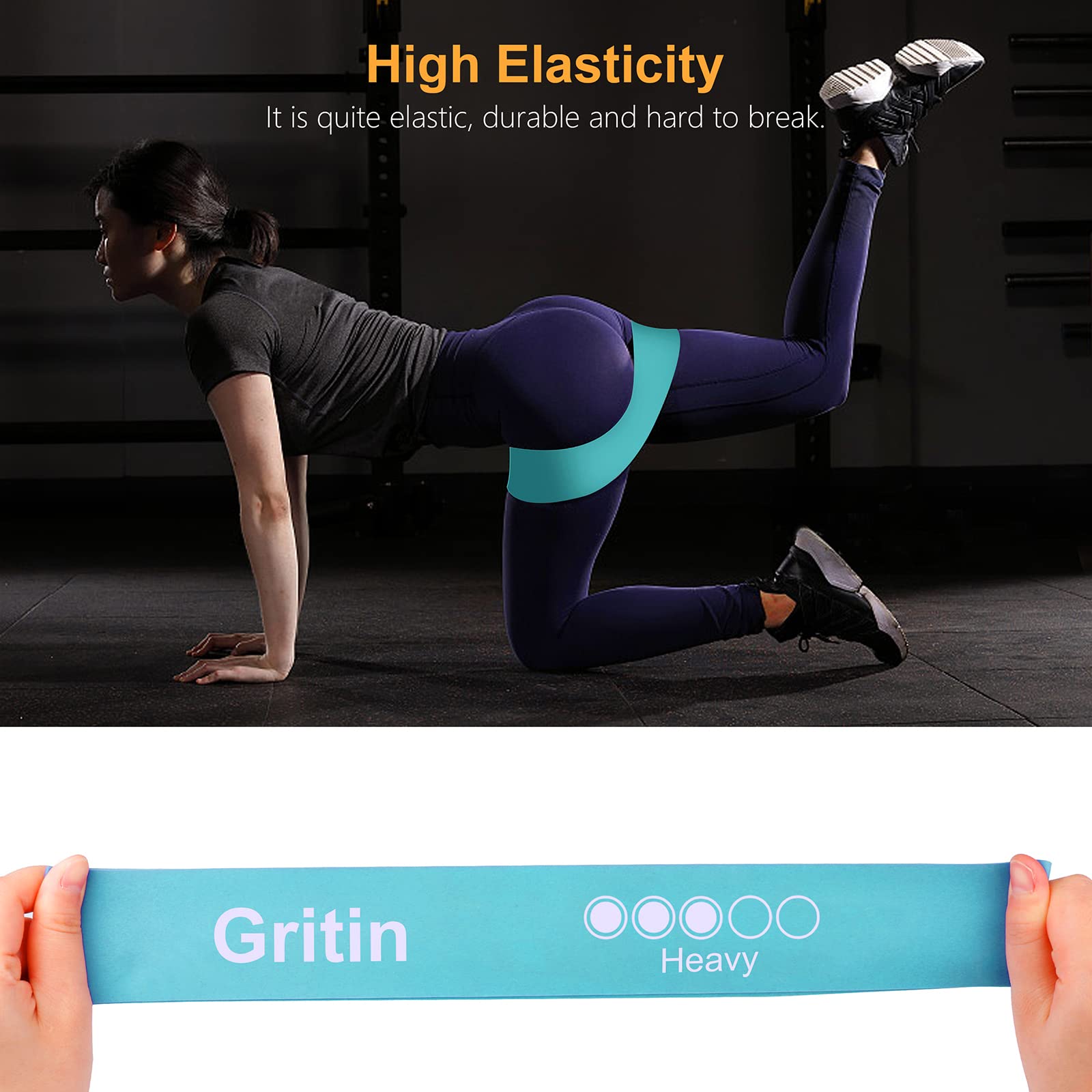 Gritin Resistance Bands, Exercise Bands Loop Bands, Mint Green - Blue
