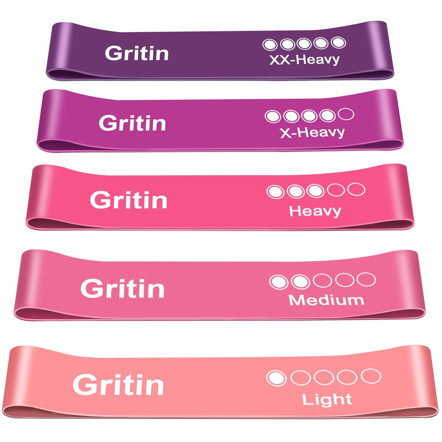Gritin Resistance Bands, Exercise Bands Loop Bands, Pink - Purple