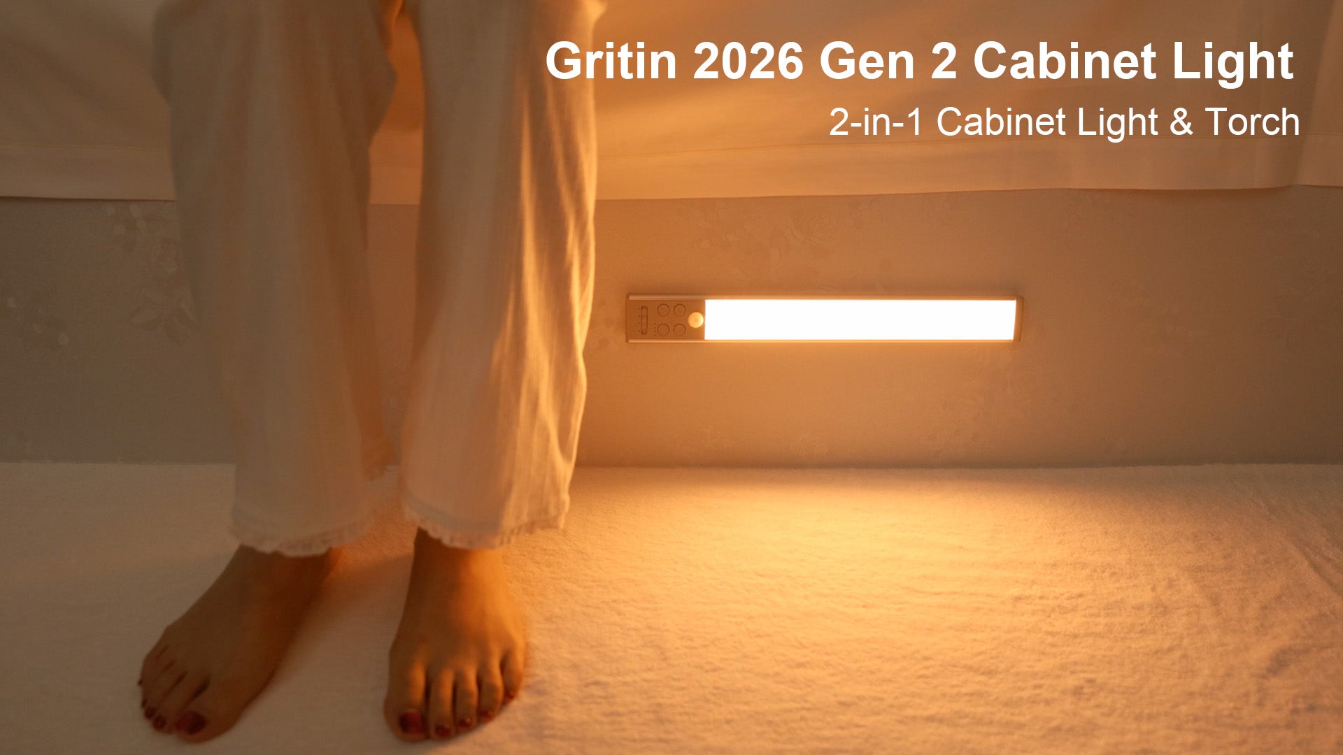 Gritin Gen 2 Under Cabinet Lights & Flashlight – Motion Sensor, 32.3cm, 2 Pack