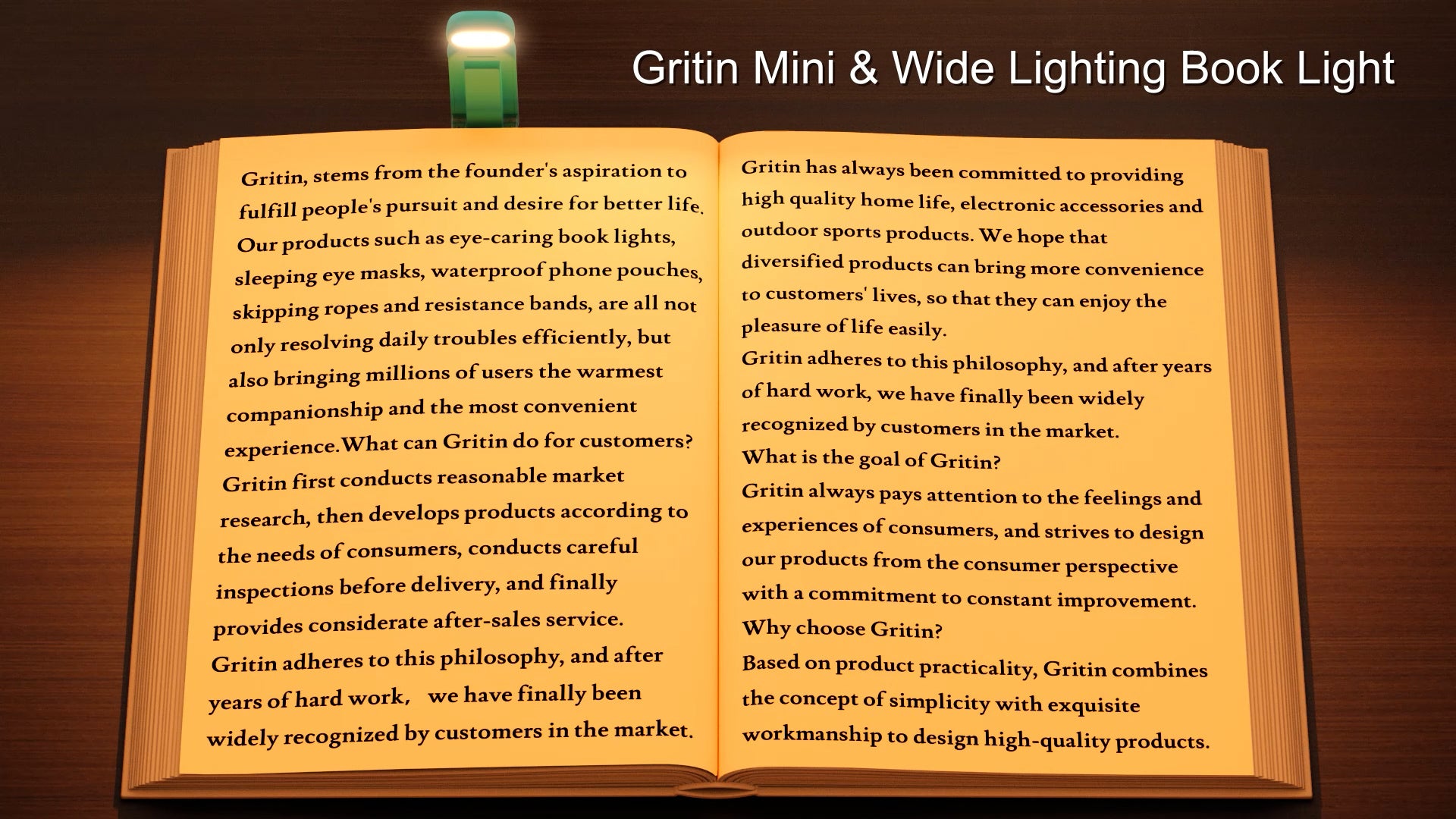 Gritin Reading Light, Book Light for Reading in Bed, Clip on Book Reading Light