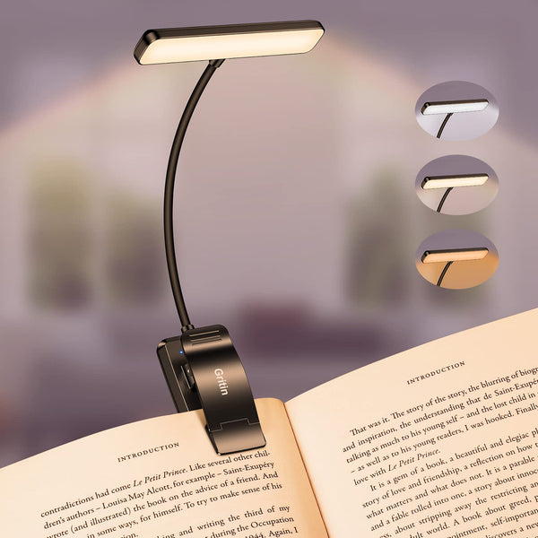 Gritin 19 LED Rechargeable Clip-On Book Light