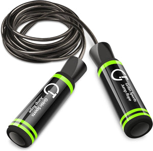 Skipping Rope, Gritin Speed Jump Rope Soft Memory Foam Handle Tangle-free Adjustable Rope&Rapid Ball Bearings Fitness Workouts Fat Burning Exercises Boxing for Adults, Kids - Length Adjuster Included.