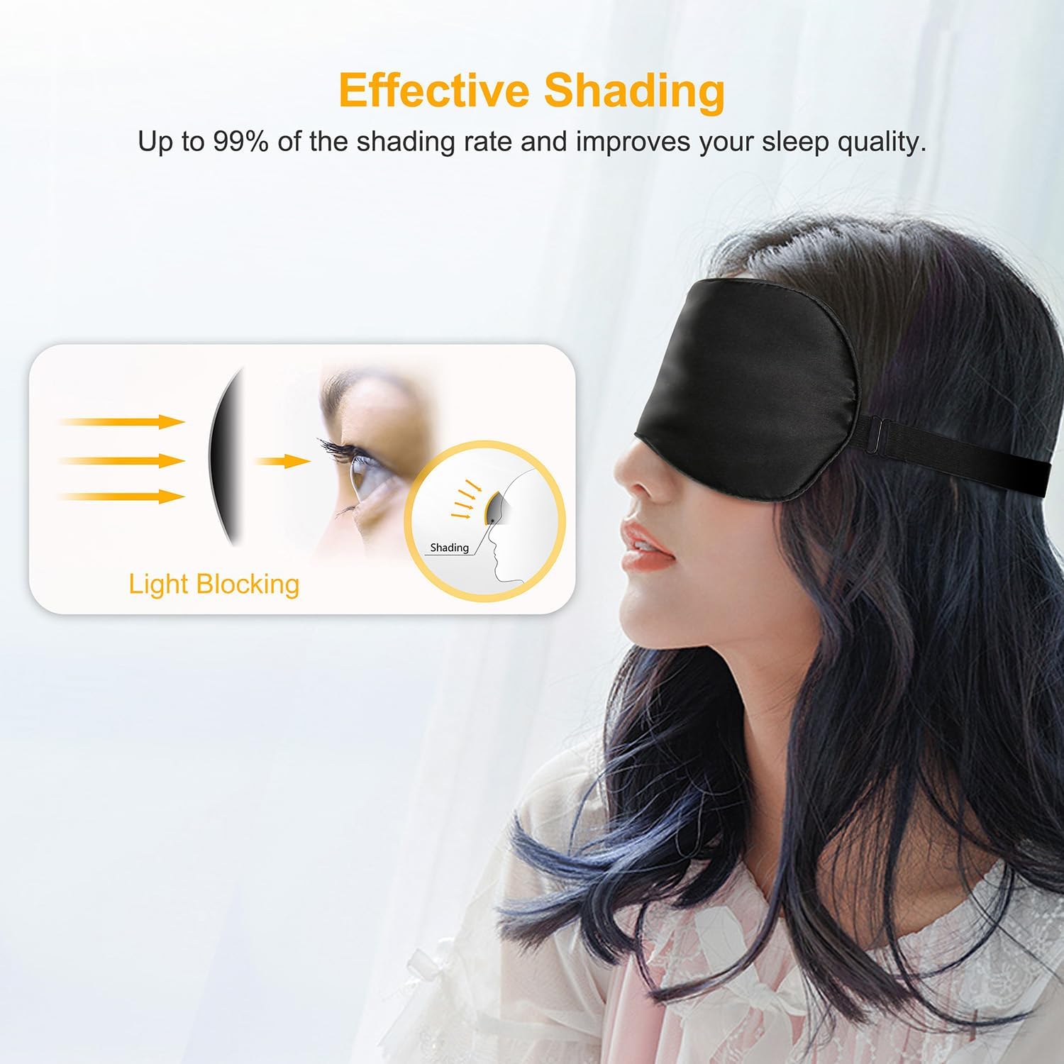 Gritin Light-Blackout Design Ultra Soft & Comfortable 100% Natural Silk Sleeping Mask Secondary image