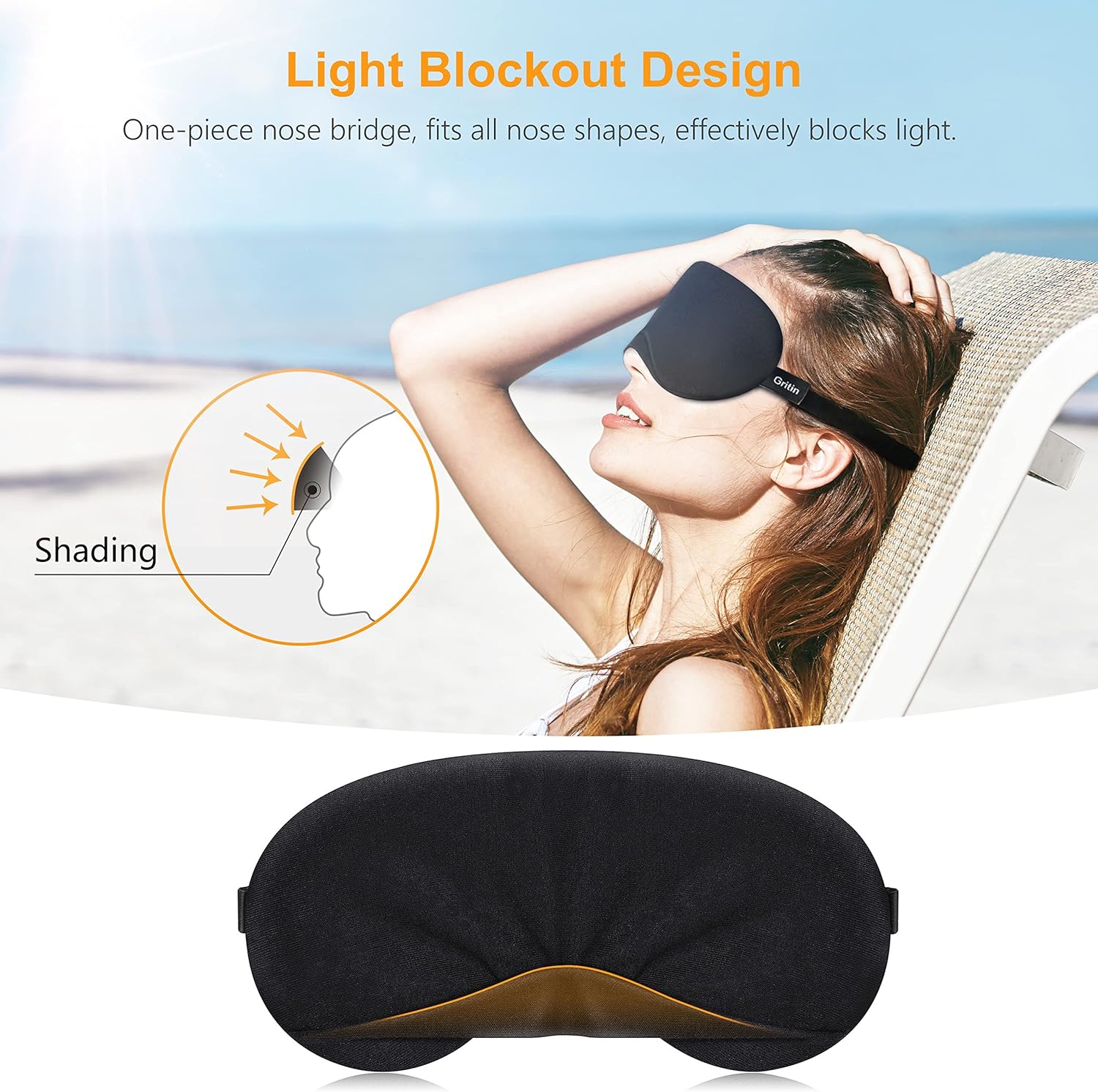 Gritin Light-Blackout Cotton Sleep Mask